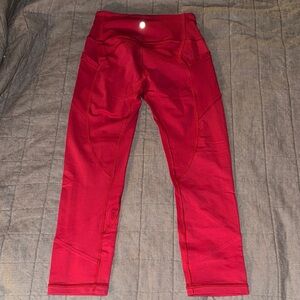 Lululemon Red 23” Crop Leggings with Pockets - Size 6